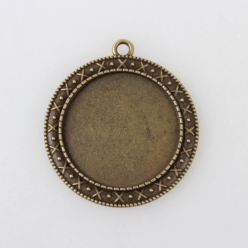 Cabochon Setting , patterned Bronze 30mm