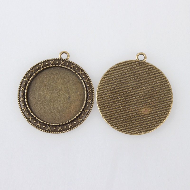 Cabochon Setting , patterned Bronze 30mm - 2