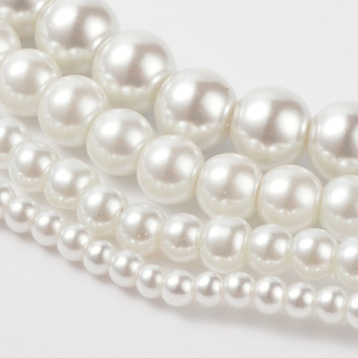 Waxed Glass Beads, 20mm, white