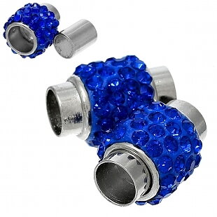 Magnetclasp shamballa Rhinestone Dark blue 7mm  pave clay 