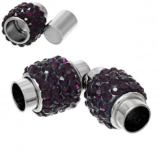 Magnetclasp shamballa Rhinestone Dark purple 6mm  pave clay 