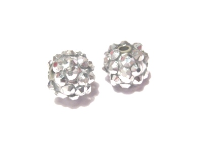 Resin/Pavepärla m. Strassnitar - 12 mm,  Silver