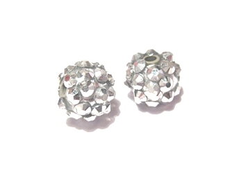 Resin/Pavepärla m. Strassnitar - 12 mm,  Silver