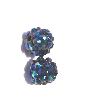 Resin/Pavepärla m. Strassnitar - 12 mm,  Mörkblå AB