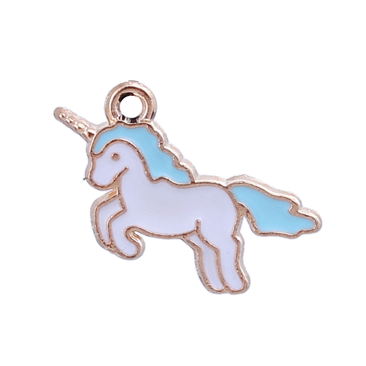 Charm  ,enameld unicorn light blue
