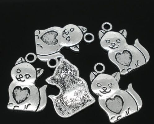 Charm -cat silver