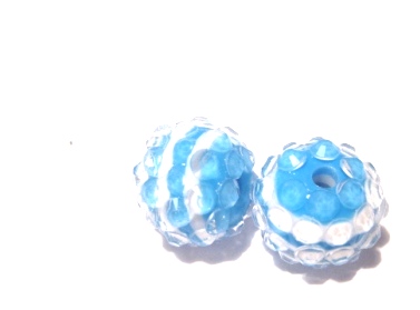 Resin/Pavepärla m. Strassnitar - 14 mm, Turkos stripe
