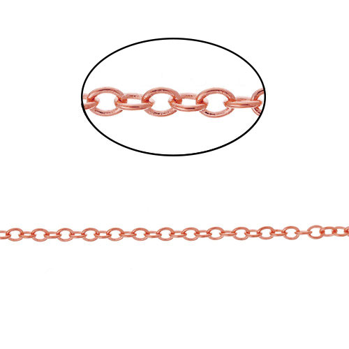Rose Gold plated chain, 1m, 2x 1,5mm - 2