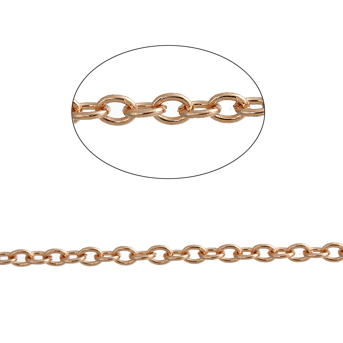 Rose Gold plated chain, 1m, 2x3mm - 2