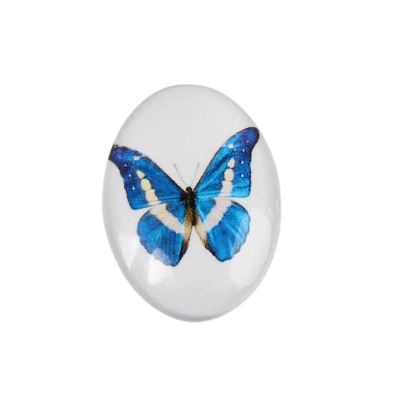 Cabochon in glass  Owl  Butterfly 30x20mm