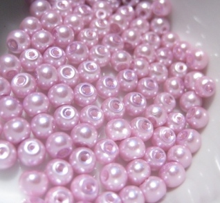 Waxed Glass beads, 4mm pinkpurple