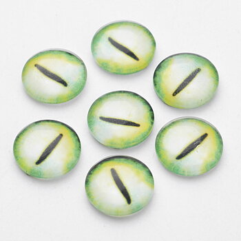 Cabochon/Camé i glas - Eye grön 12mm