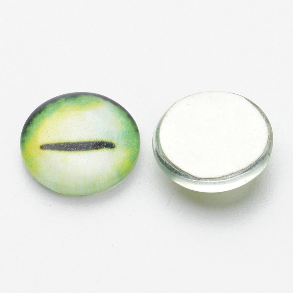 Cabochon/Camé i glas - Eye grön 12mm - 2