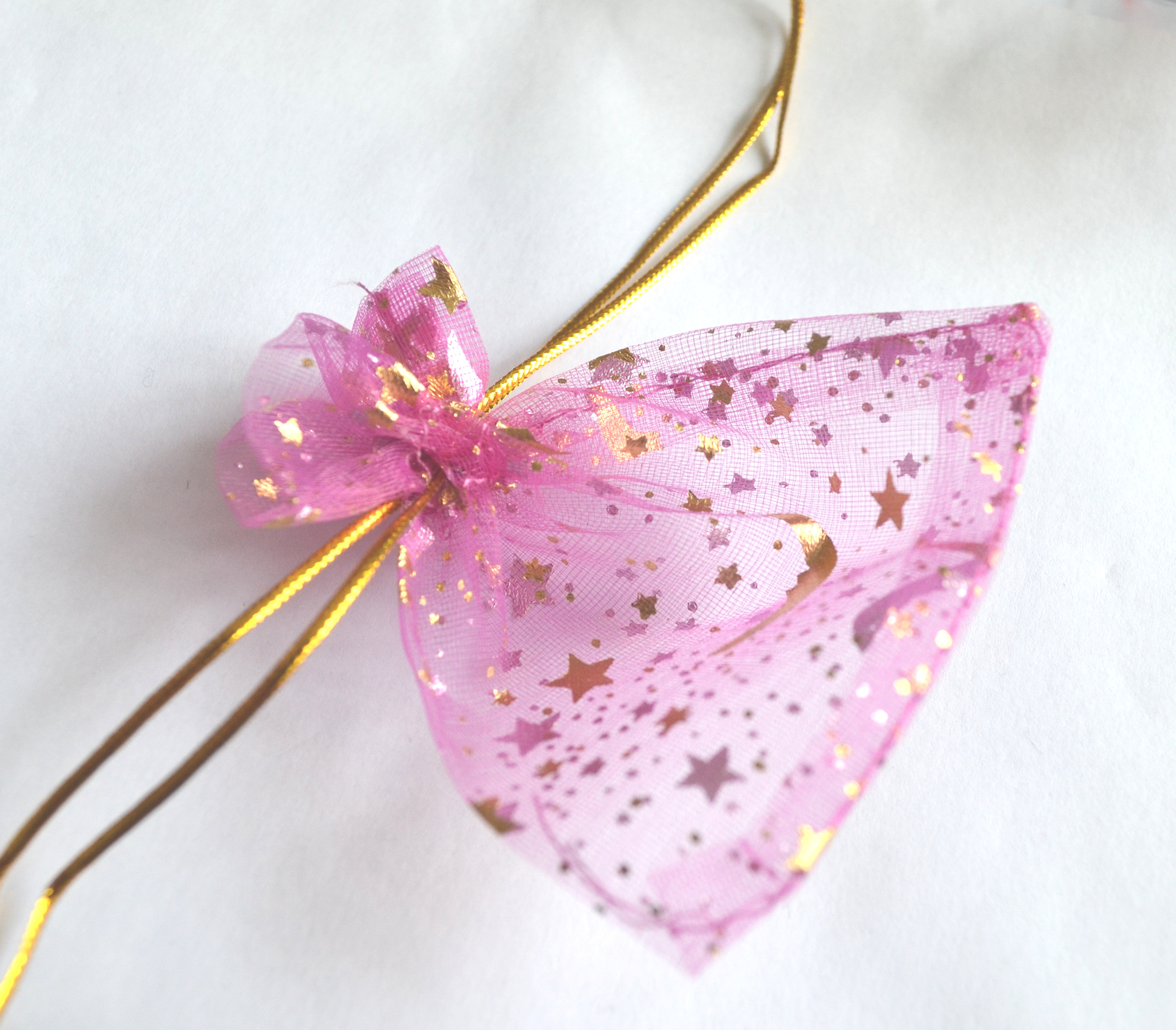Organza bag 9x7cm, purple stars 