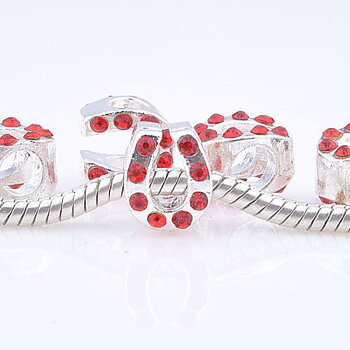 Pärla / hänge - Hästsko - Röd rhinestones