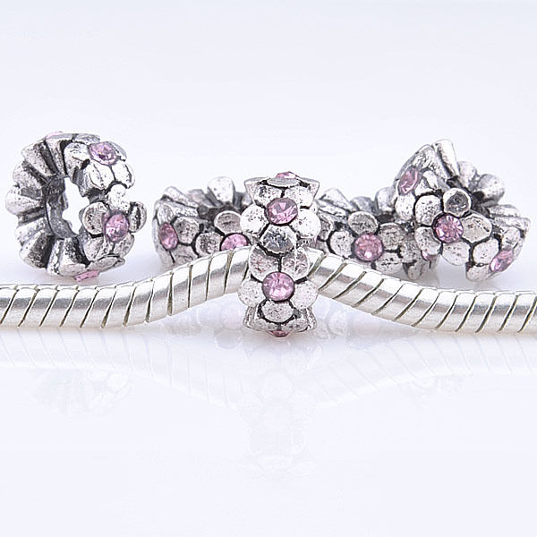 Bead / pendant--flowers pink - 2