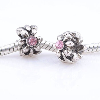 Pärla / hänge - Antiksilver blomma Rosa