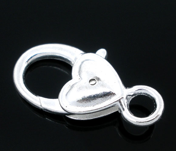 Clasp  silver heart 27mm