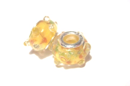 Charm - Lampwork, Gul m dots