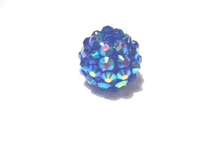 Resin/Pavepärla m. Strassnitar - 14 mm, Blå AB