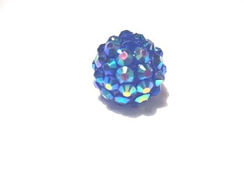 Resin/Pavepärla m. Strassnitar - 14 mm, Blå AB