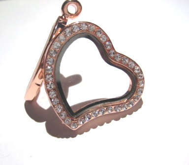 Floating Memory pendant heart rhinestone rose - 2