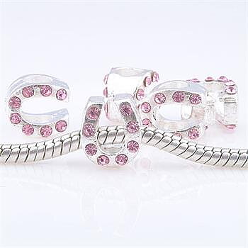 Pärla / hänge - Hästsko - rosa rhinestones
