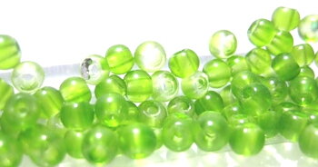 Round glass beads, 4mm,  Green