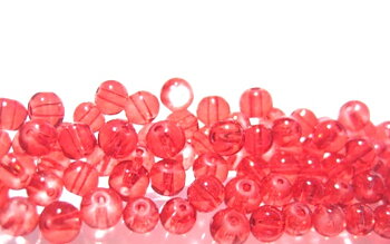 Runda glaspärlor, 4mm, Röd