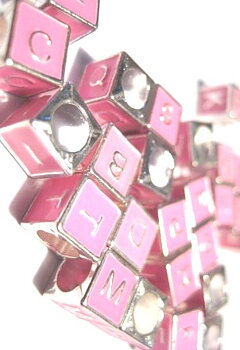 Bead / Pendant- pink  Letter