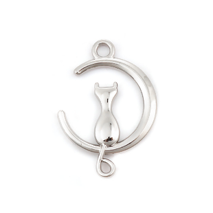 Charm / connector cat on moon