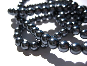 Waxed Glass beads, 4mm  dark grey 1 strand