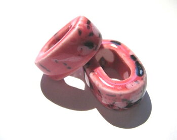 Ceramic Bead - Oval pink 19x13mm