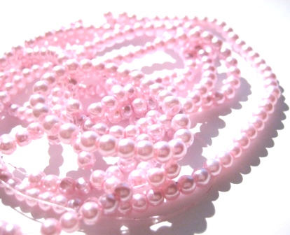 Vaxade Glaspärlor , 4mm  Rosa , 1 sträng