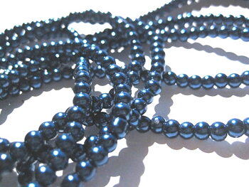 Waxed Glass beads, 4mm  dark blue 1 strand