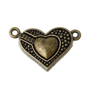 Magnetic  clasp , bronze heart
