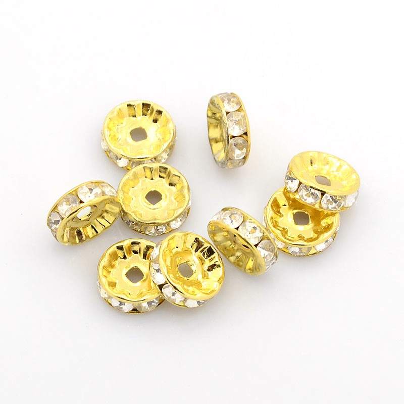 strassrondell, Guld 10mm  Clear