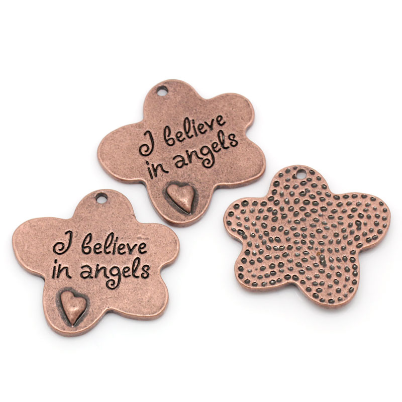 Charm  message copper,   I believe in angels"