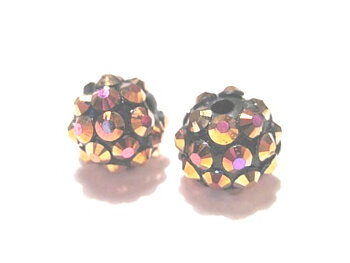 Resin/Pavepärla m. Strassnitar - 12 mm, Brunmetallic