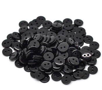 Plastic button, Black 9mm