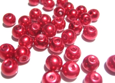Vaxade Glaspärlor , 6mm Vinröd