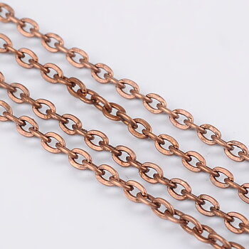 Kedja, Antik koppar Flat cross, 3x2mm