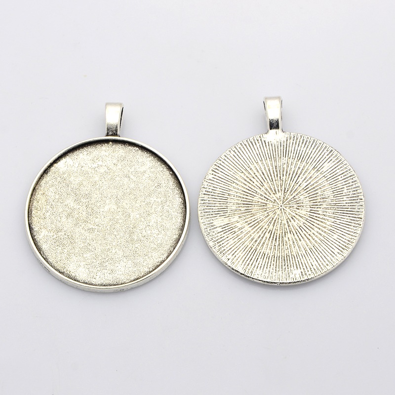 Cabochon Setting , Silver antique 35mm