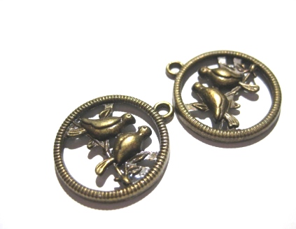 Charm,  bronze plated birds