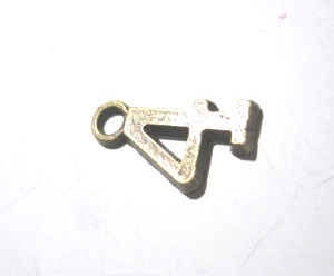 Charm,  bronze plated number 4