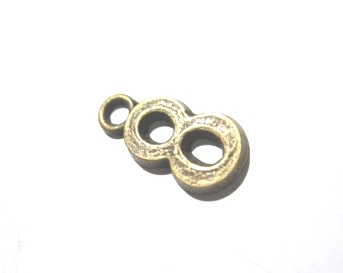Charm,  bronze plated number 8