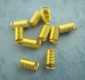 Coil End Crimp Fasteners - gold, 9mm