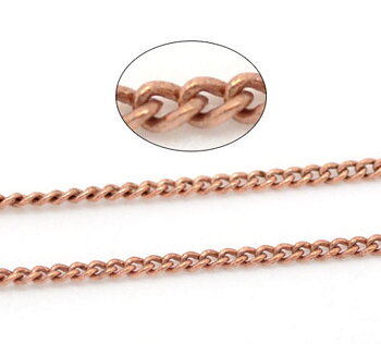 Kedja,  Koppar Curb, 1x1,5mm