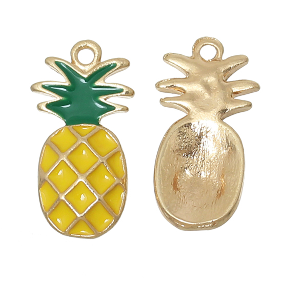Charm  enameld Pineapple, yellow - 2