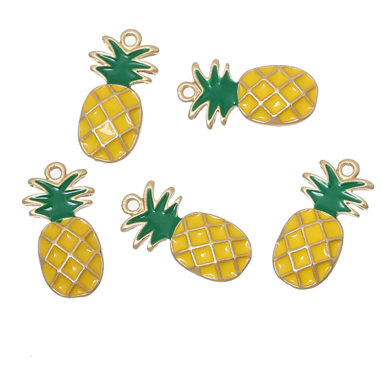 Charm  enameld Pineapple, yellow